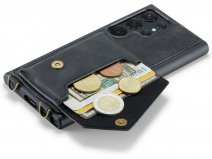 CaseMania Crossbody Wallet Case Zwart - Galaxy S23 Ultra hoesje met koord