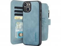 CaseMania 2in1 Wallet Ritsvak Case Aqua - iPhone 15 Hoesje
