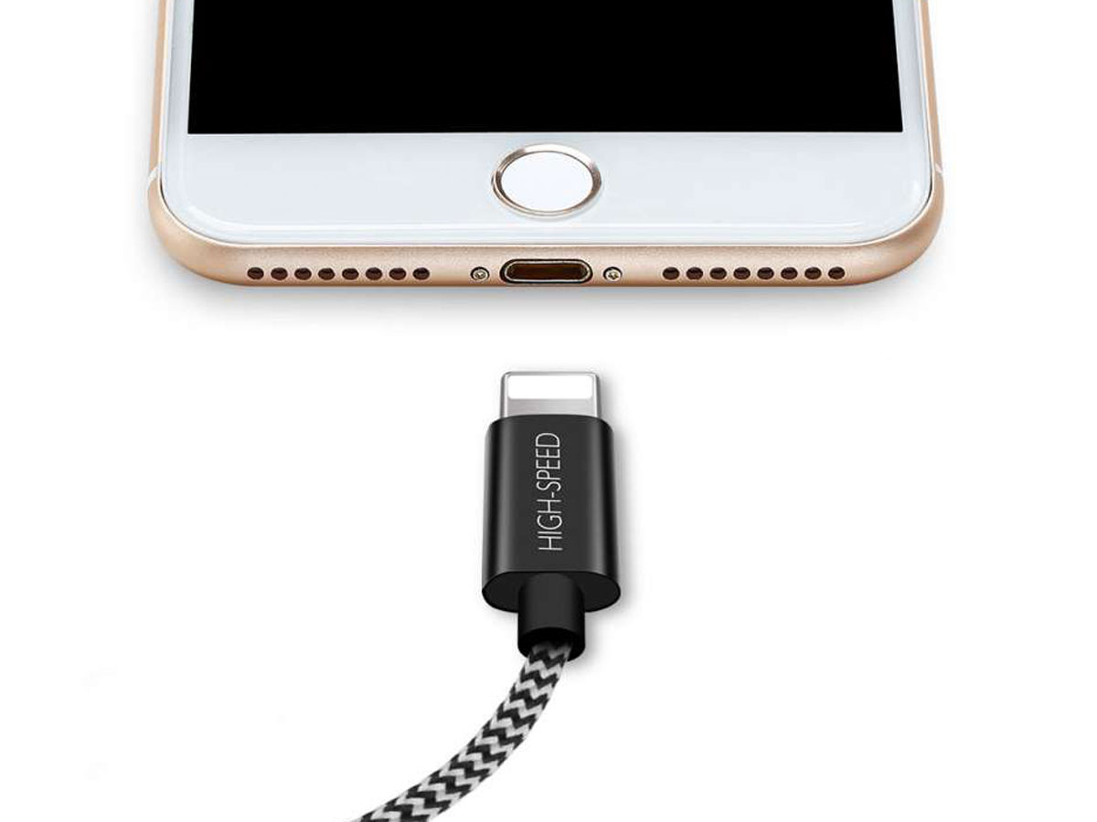 Lightning USB Kabel Kort 25cm - Nylon Geweven