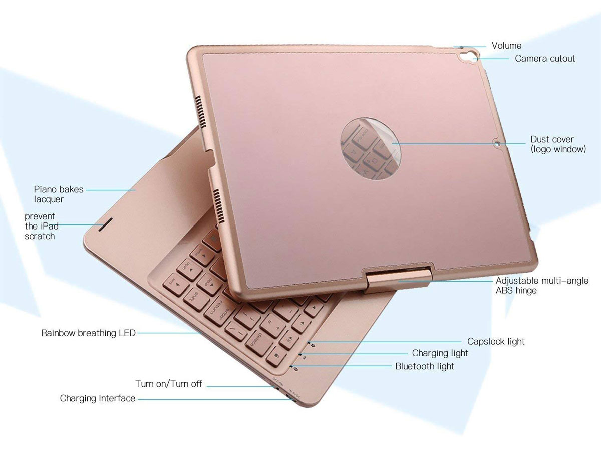 Bluetooth Toetsenbord Case 360 Rosé - iPad 9,7