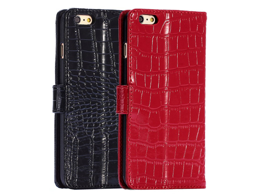 Croco Leather Bookcase - iPhone 6 Plus/6S Plus hoesje