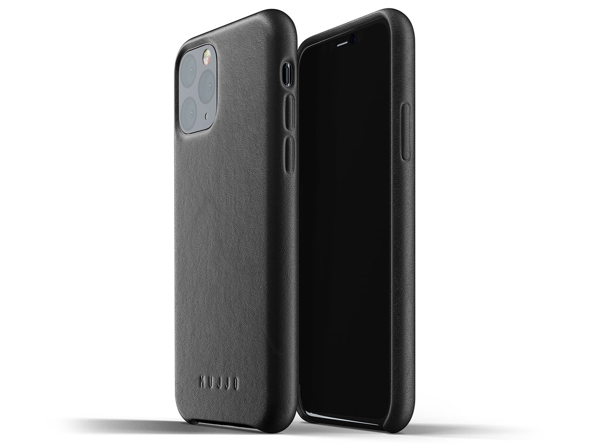 Mujjo Full Leather Case Zwart Leer - iPhone 11 Pro Hoesje