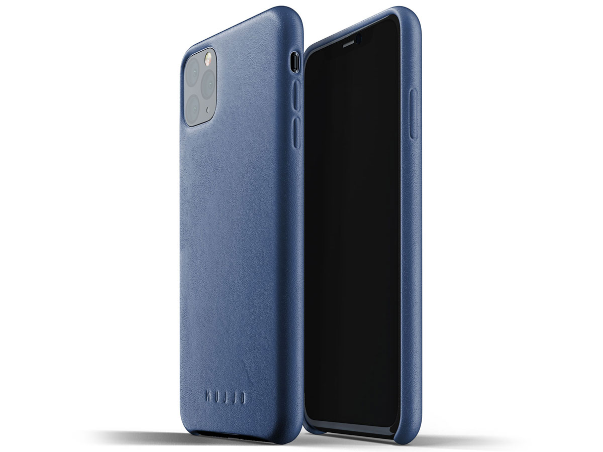 Mujjo Full Leather Case Blauw Leer - iPhone 11 Pro Max Hoesje