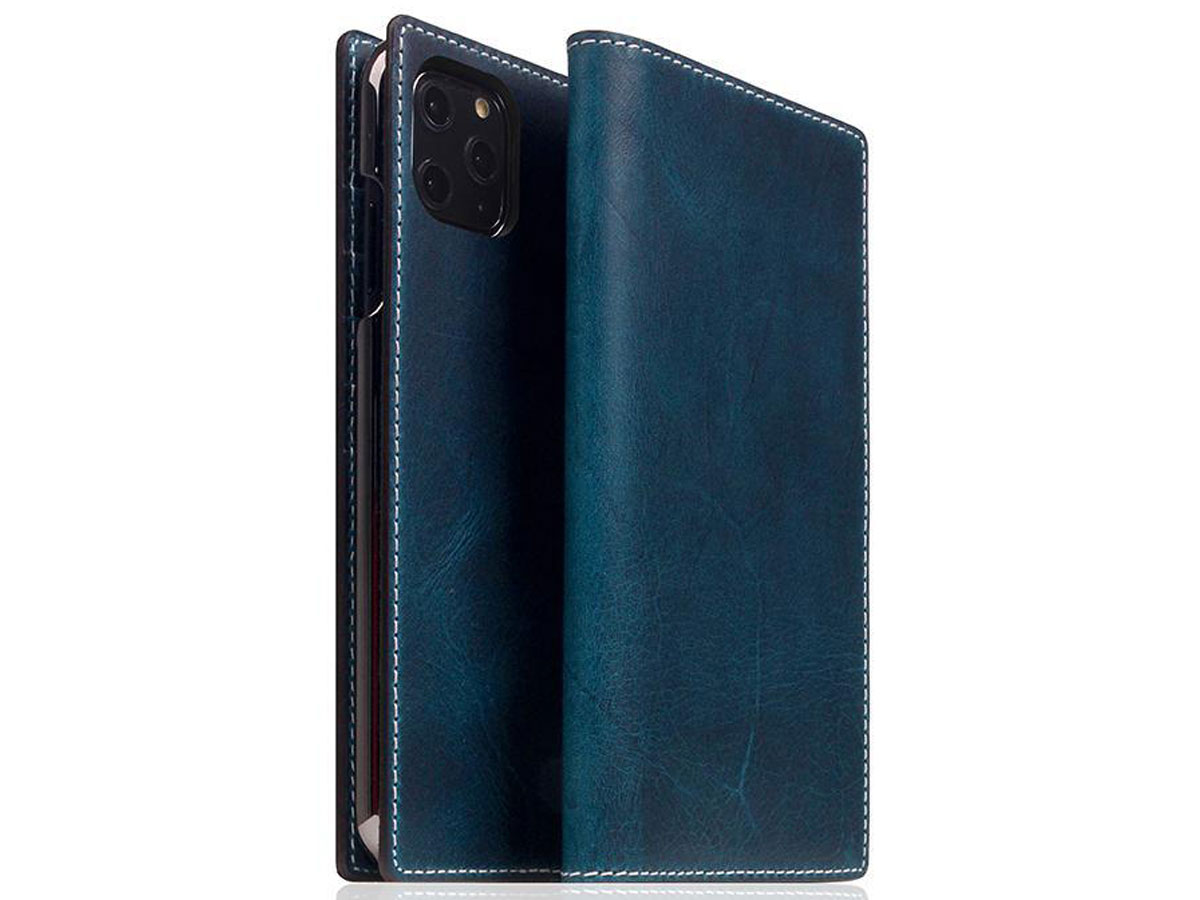 SLG Design D7 Italian Wax Leer Blauw - iPhone 11 Pro Max hoesje