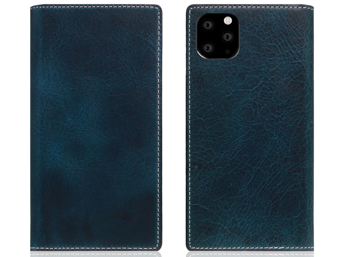 SLG Design D7 Italian Wax Leer Blauw - iPhone 11 Pro Max hoesje