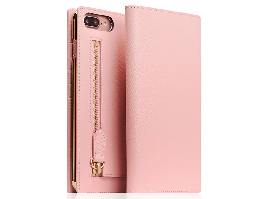 SLG Design Saffiano Zipper - Leren iPhone 8+/7+ hoesje