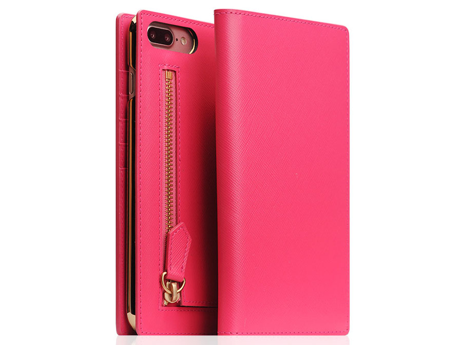 SLG Design Saffiano Zipper - Leren iPhone 8+/7+ hoesje