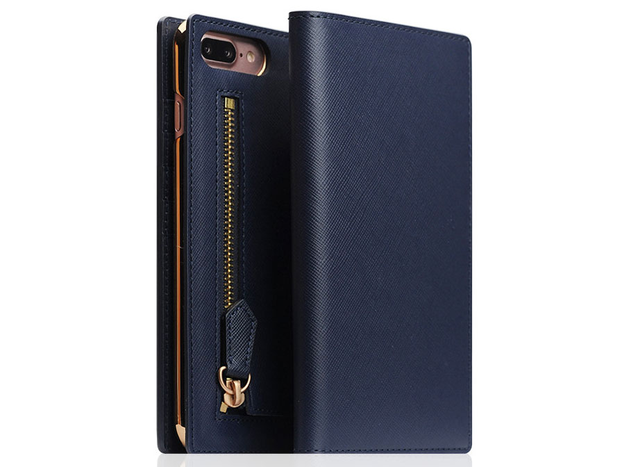 SLG Design Saffiano Zipper - Leren iPhone 8+/7+ hoesje