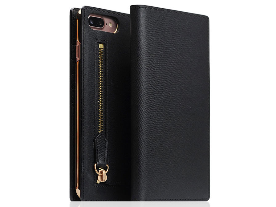 SLG Design Saffiano Zipper - Leren iPhone 8+/7+ hoesje