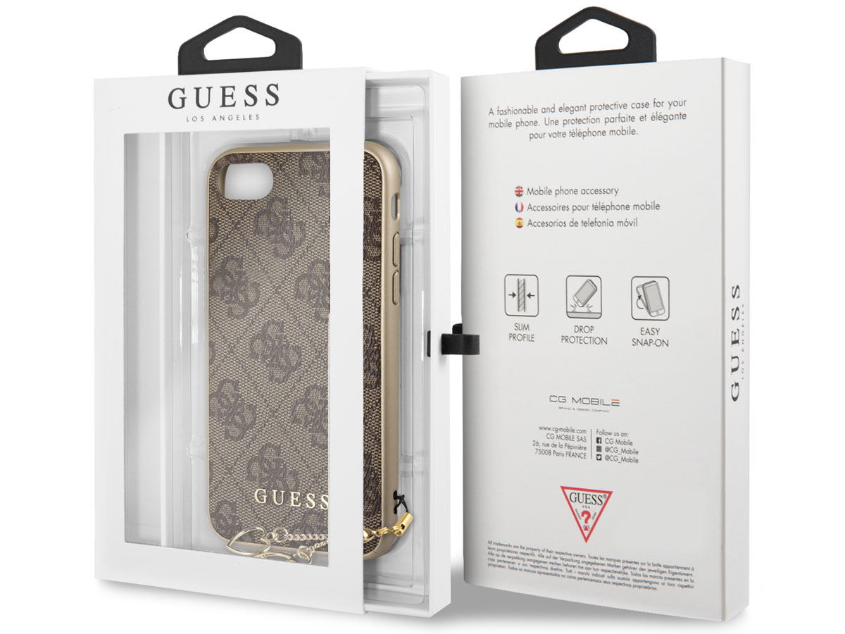 Guess Monogram Charm Case Bruin - iPhone SE / 8 / 7 / 6(s) hoesje