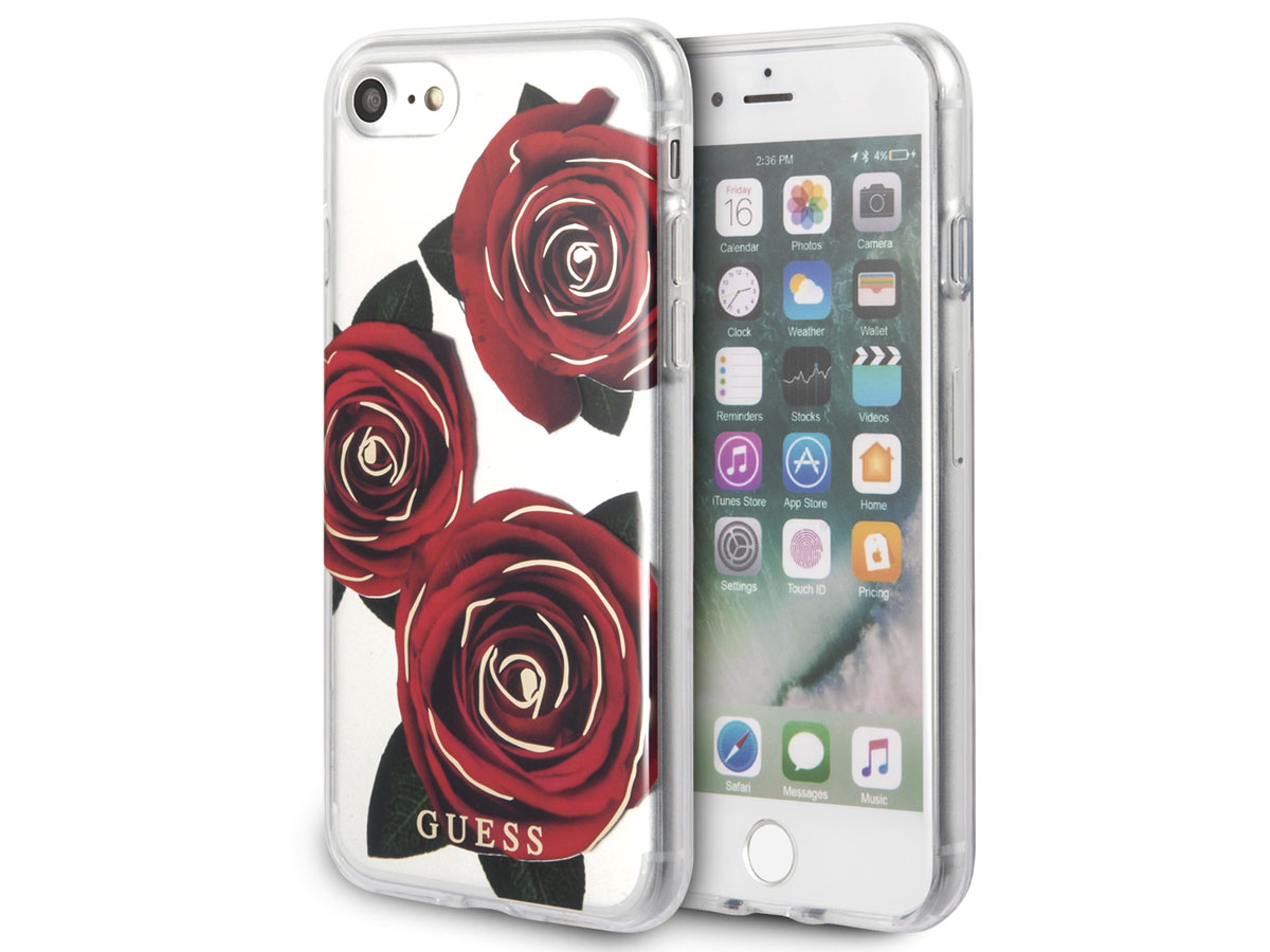 Guess Red Roses TPU Skin - iPhone SE / 8 / 7 hoesje