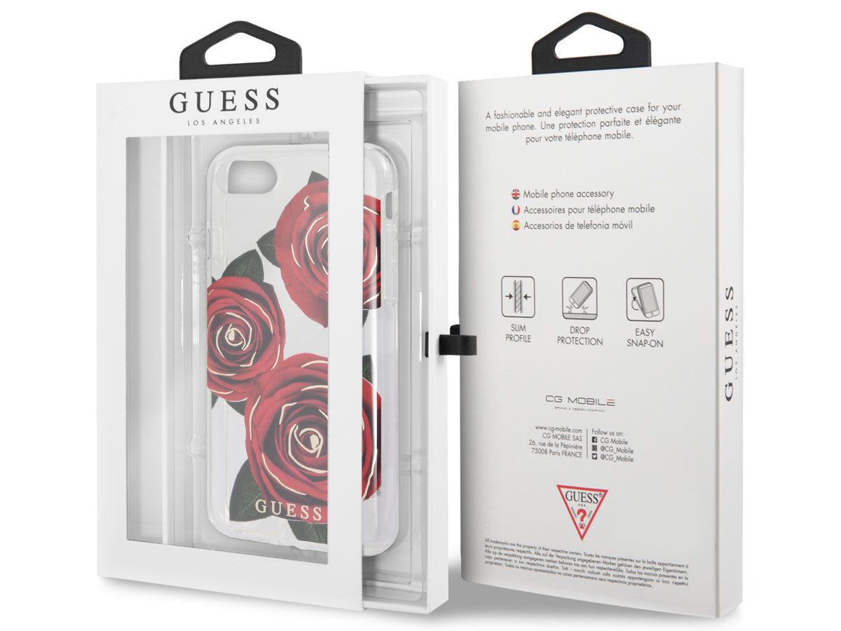 Guess Red Roses TPU Skin - iPhone SE / 8 / 7 hoesje