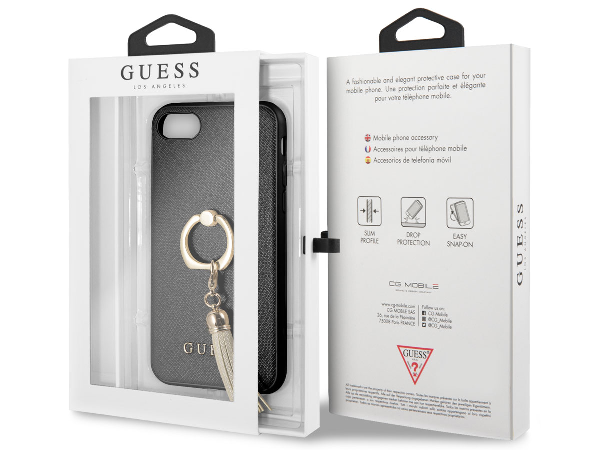 Guess Tassel iRing Case Zwart - iPhone SE / 8 / 7 / 6(s) hoesje