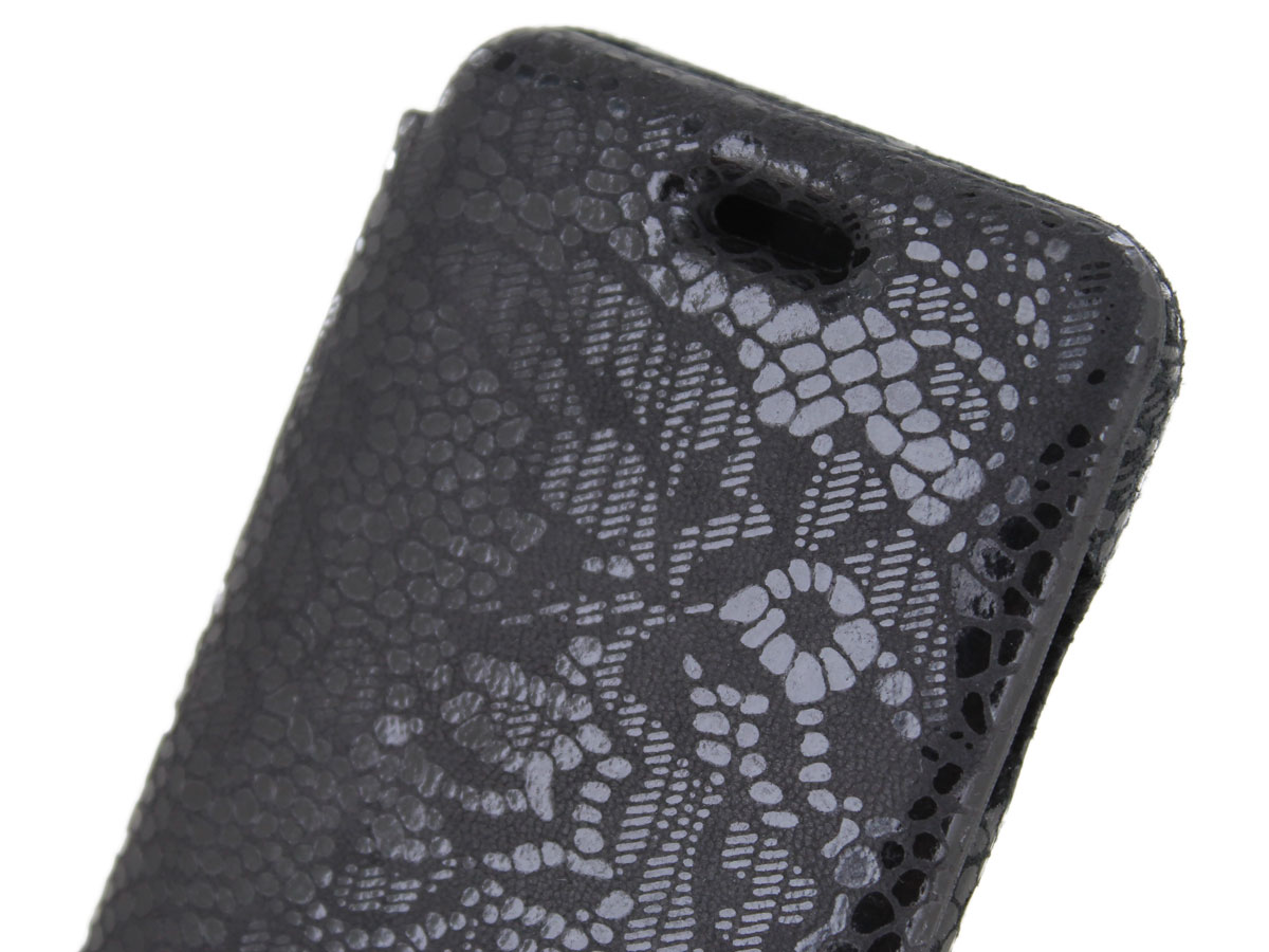 Graffi Oyster Lace Zwart Leer - iPhone 8+/7+/6+ hoes