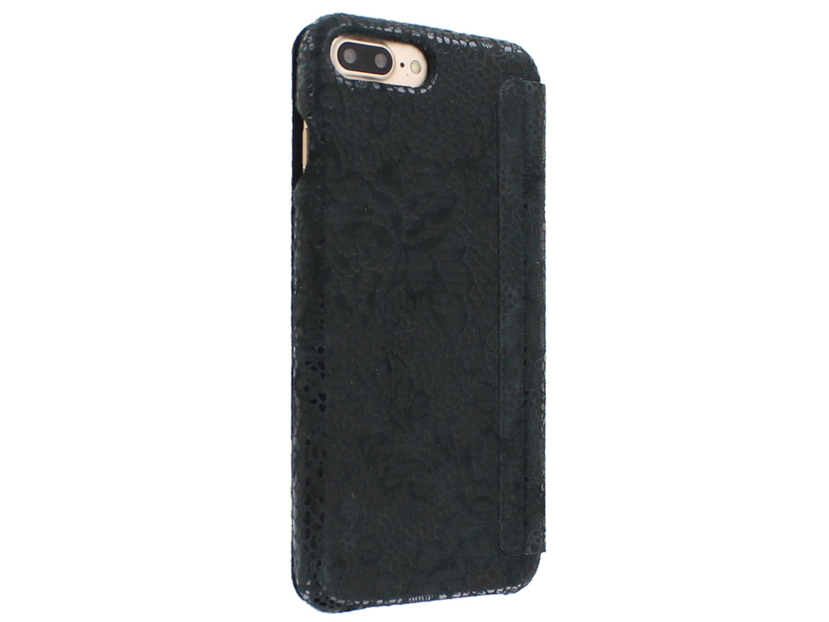 Graffi Oyster Lace Zwart Leer - iPhone 8+/7+/6+ hoes