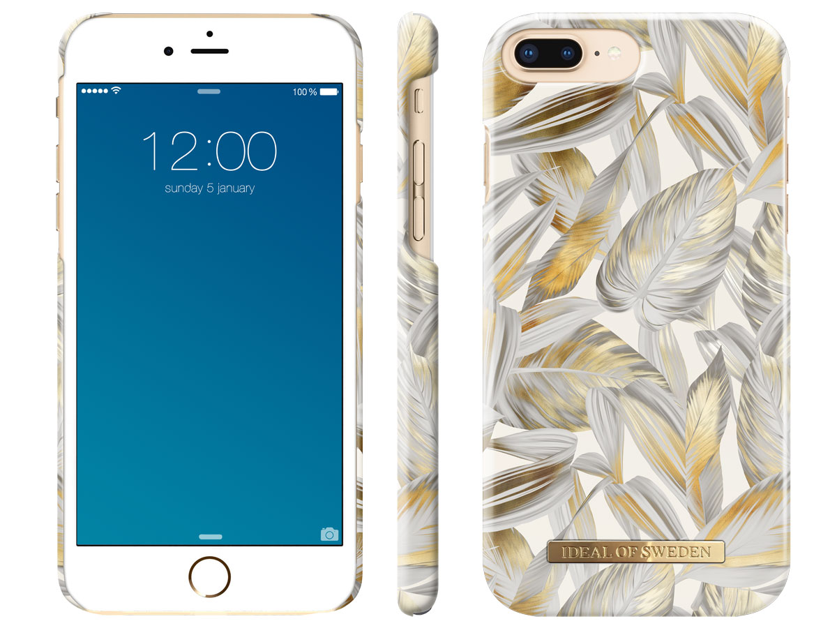 iDeal of Sweden Case Platinum Leaves - iPhone 8+/7+/6+ hoesje