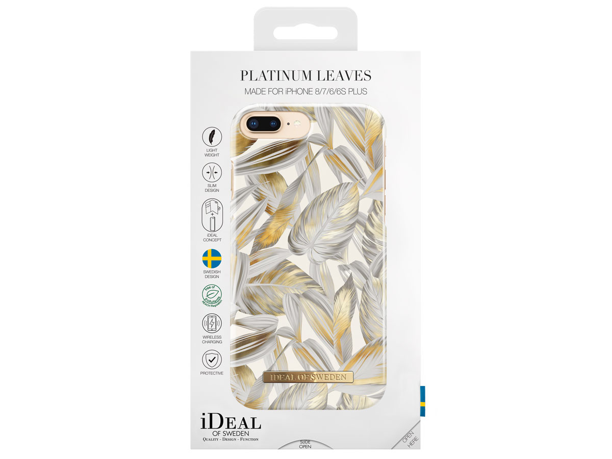 iDeal of Sweden Case Platinum Leaves - iPhone 8+/7+/6+ hoesje