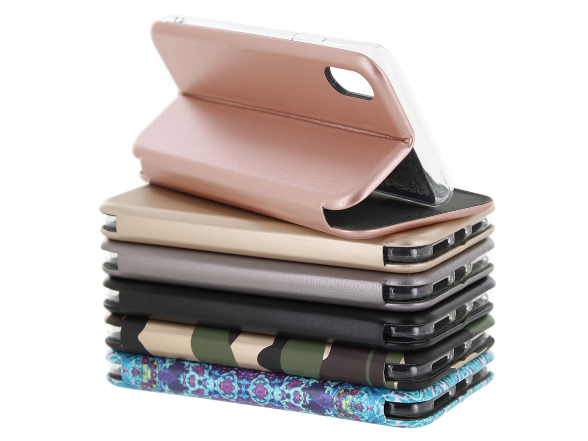 Slim Elegant Bookcase Zwart - iPhone X/Xs hoesje