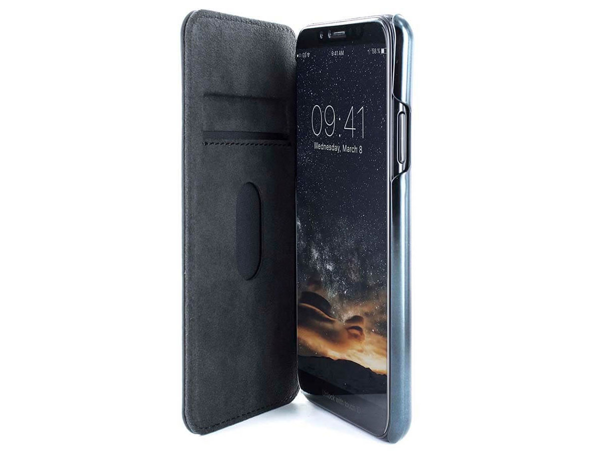 Greenwich Blake Folio Seal/Black - Leren iPhone X/Xs hoesje