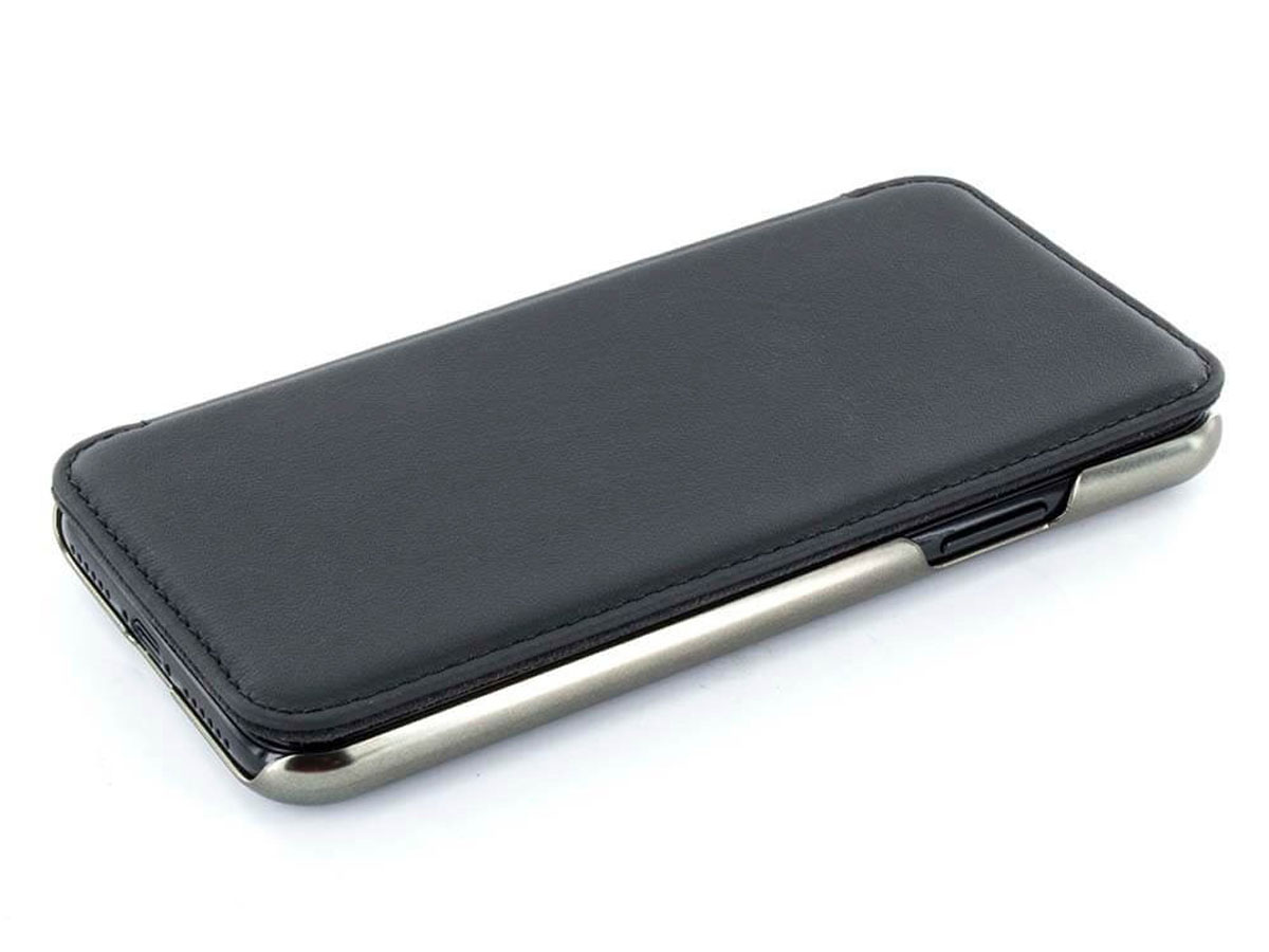 Greenwich Blake Folio Beluga/Gunmetal - Leren iPhone X/Xs hoesje