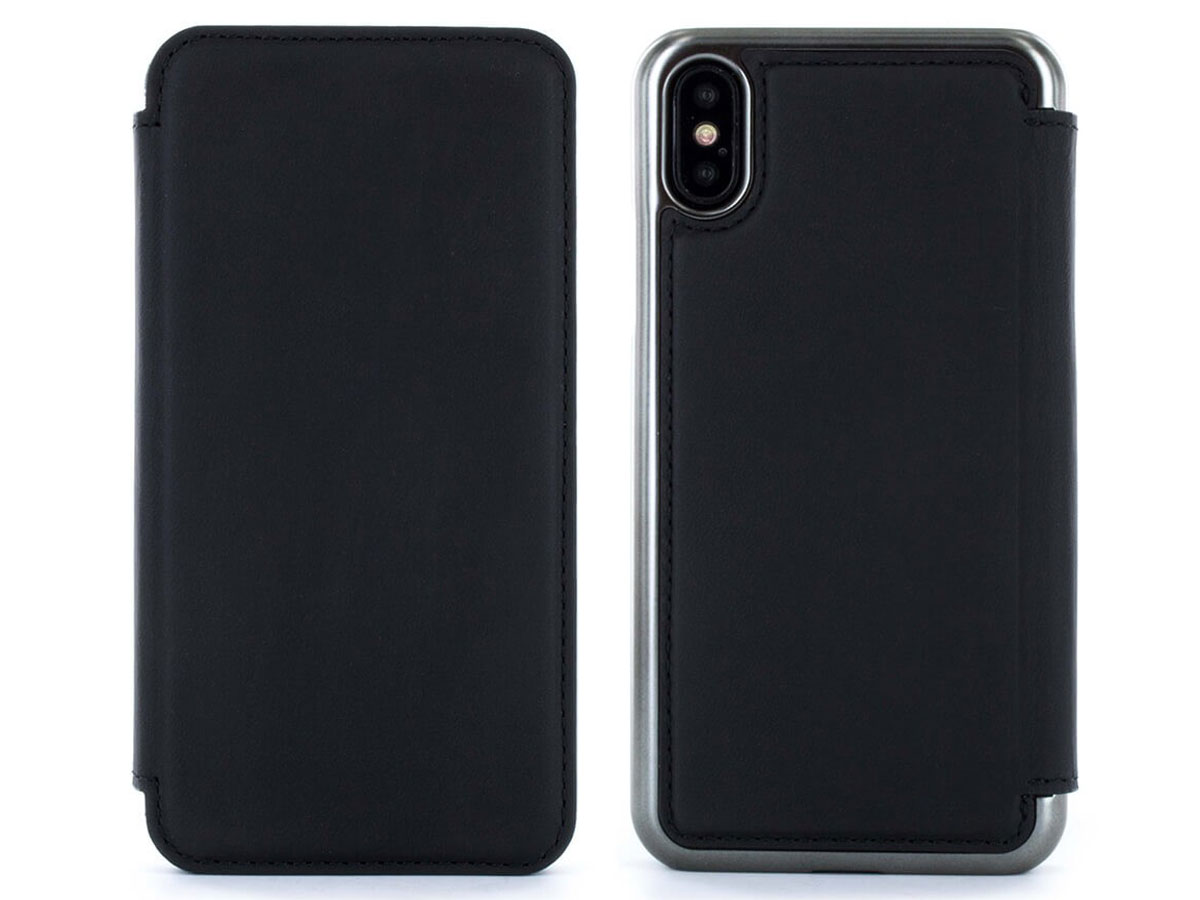 Greenwich Blake Folio Beluga/Gunmetal - Leren iPhone X/Xs hoesje