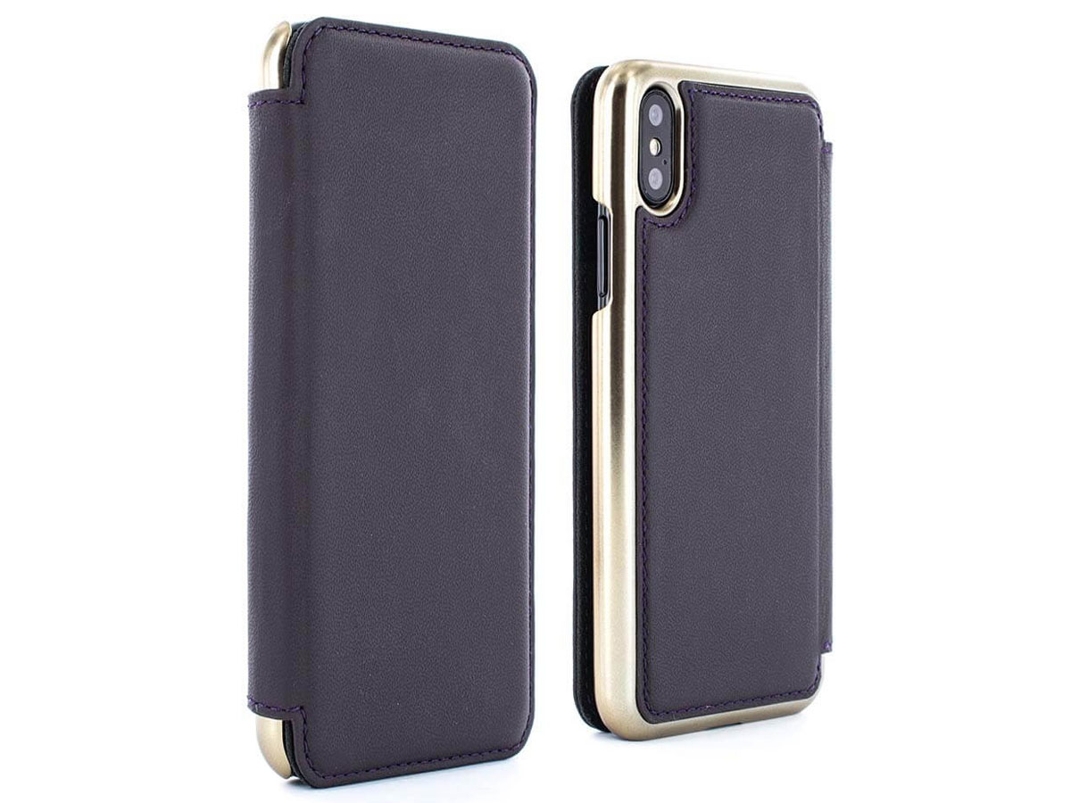 Greenwich Blake Folio Damson/Gold - Leren iPhone X/Xs hoesje