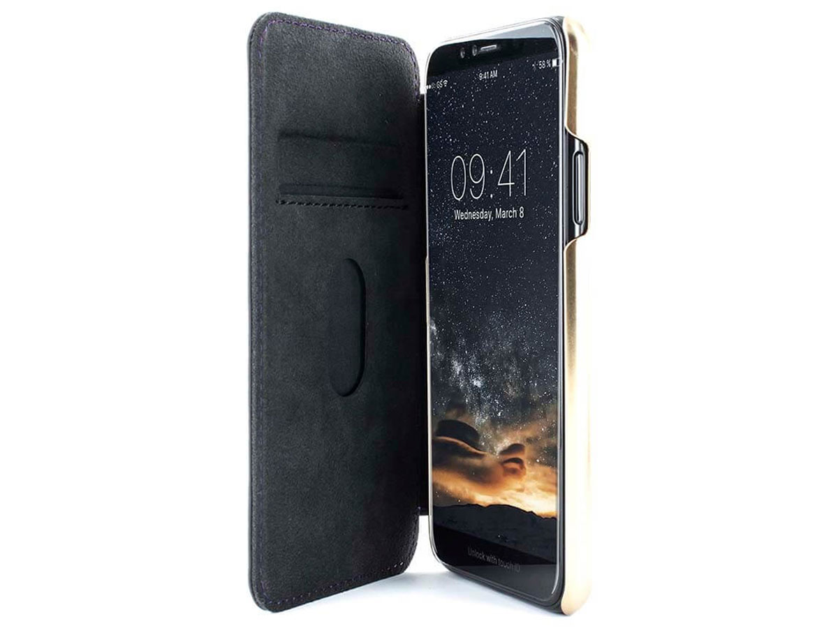 Greenwich Blake Folio Damson/Gold - Leren iPhone X/Xs hoesje