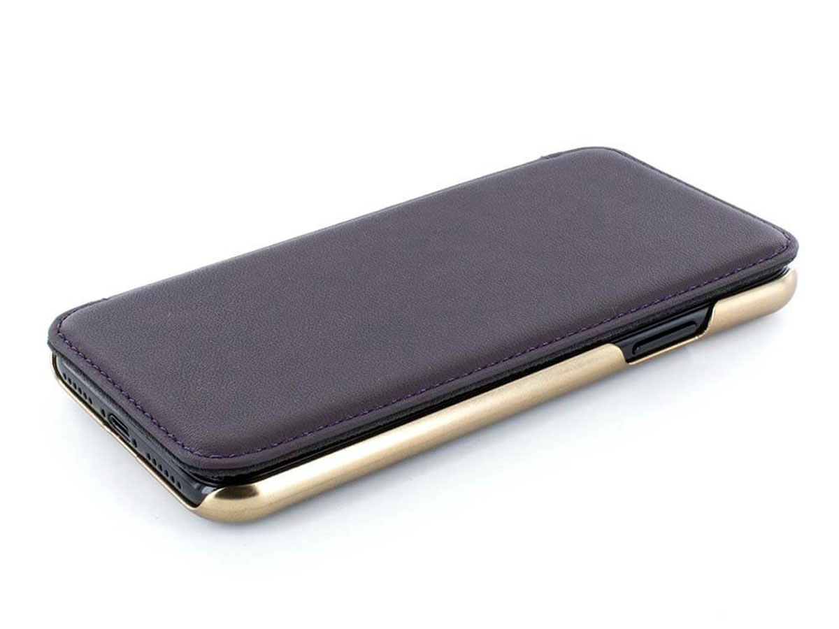 Greenwich Blake Folio Damson/Gold - Leren iPhone X/Xs hoesje