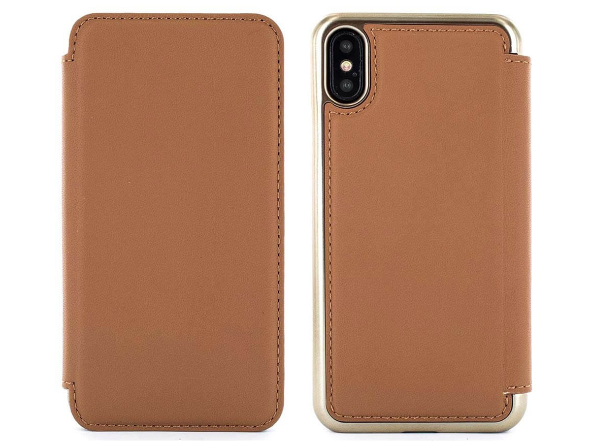 Greenwich Blake Folio Saddle/Gold - Leren iPhone X/Xs hoesje