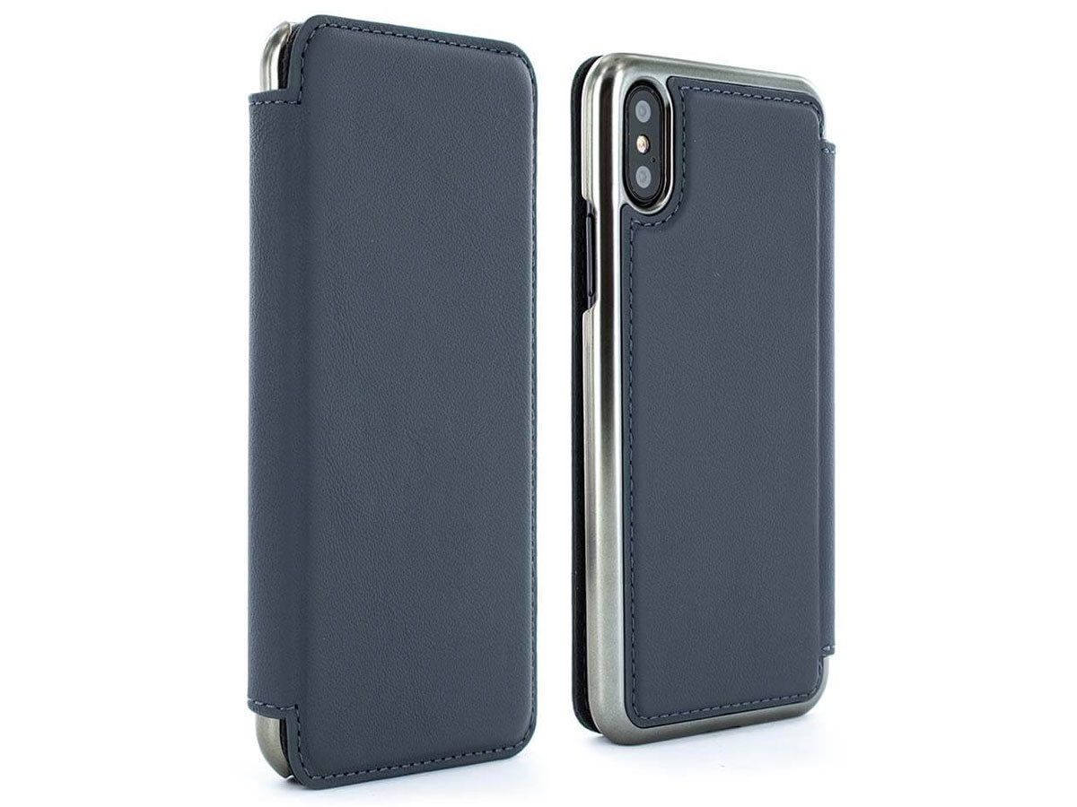 Greenwich Blake Folio Seal/Gunmetal - Leren iPhone X/Xs hoesje