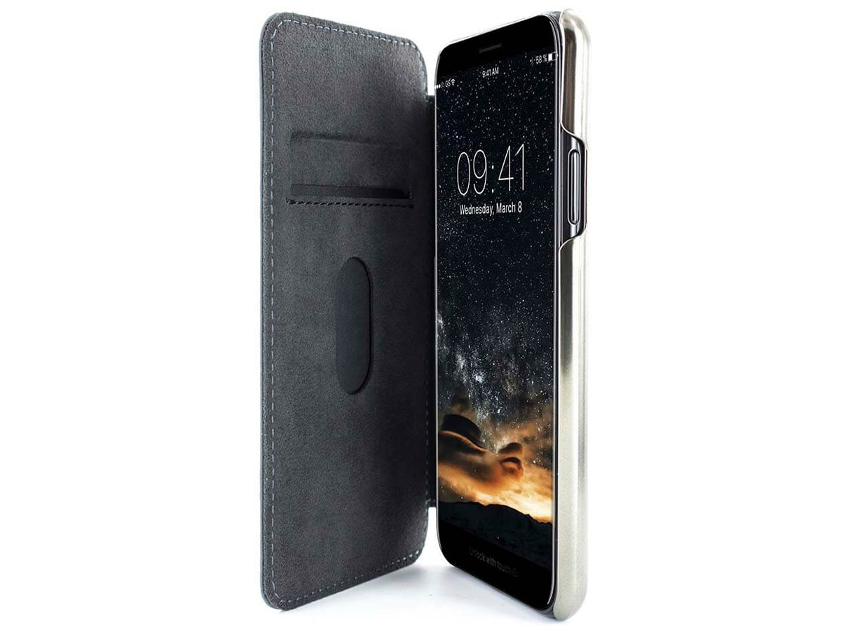 Greenwich Blake Folio Seal/Gunmetal - Leren iPhone X/Xs hoesje