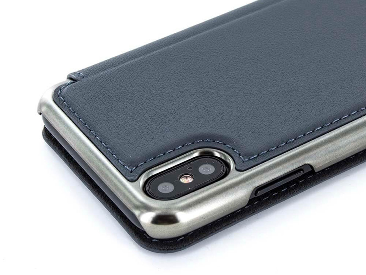 Greenwich Blake Folio Seal/Gunmetal - Leren iPhone X/Xs hoesje