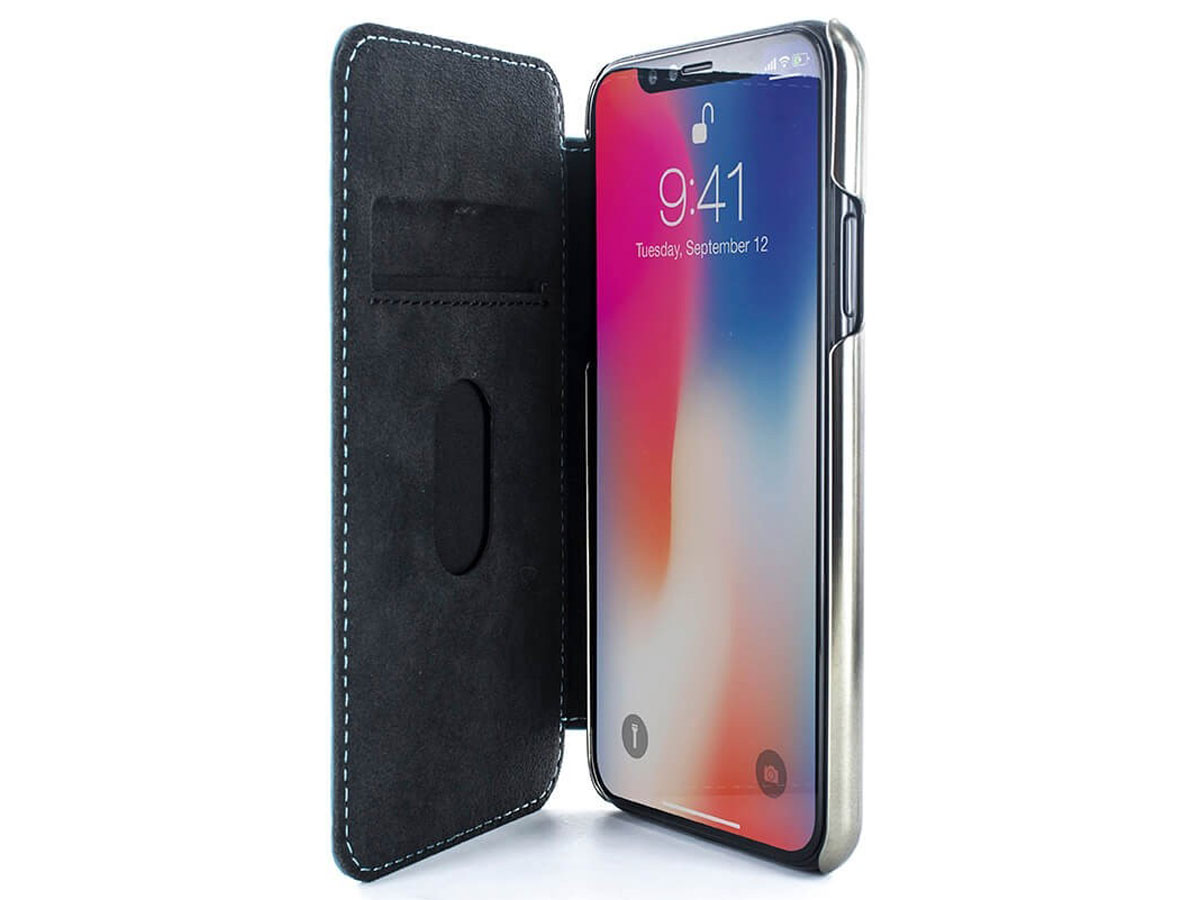 Greenwich Blake Folio Tahiti Blue/Gunmetal - iPhone X/Xs hoesje