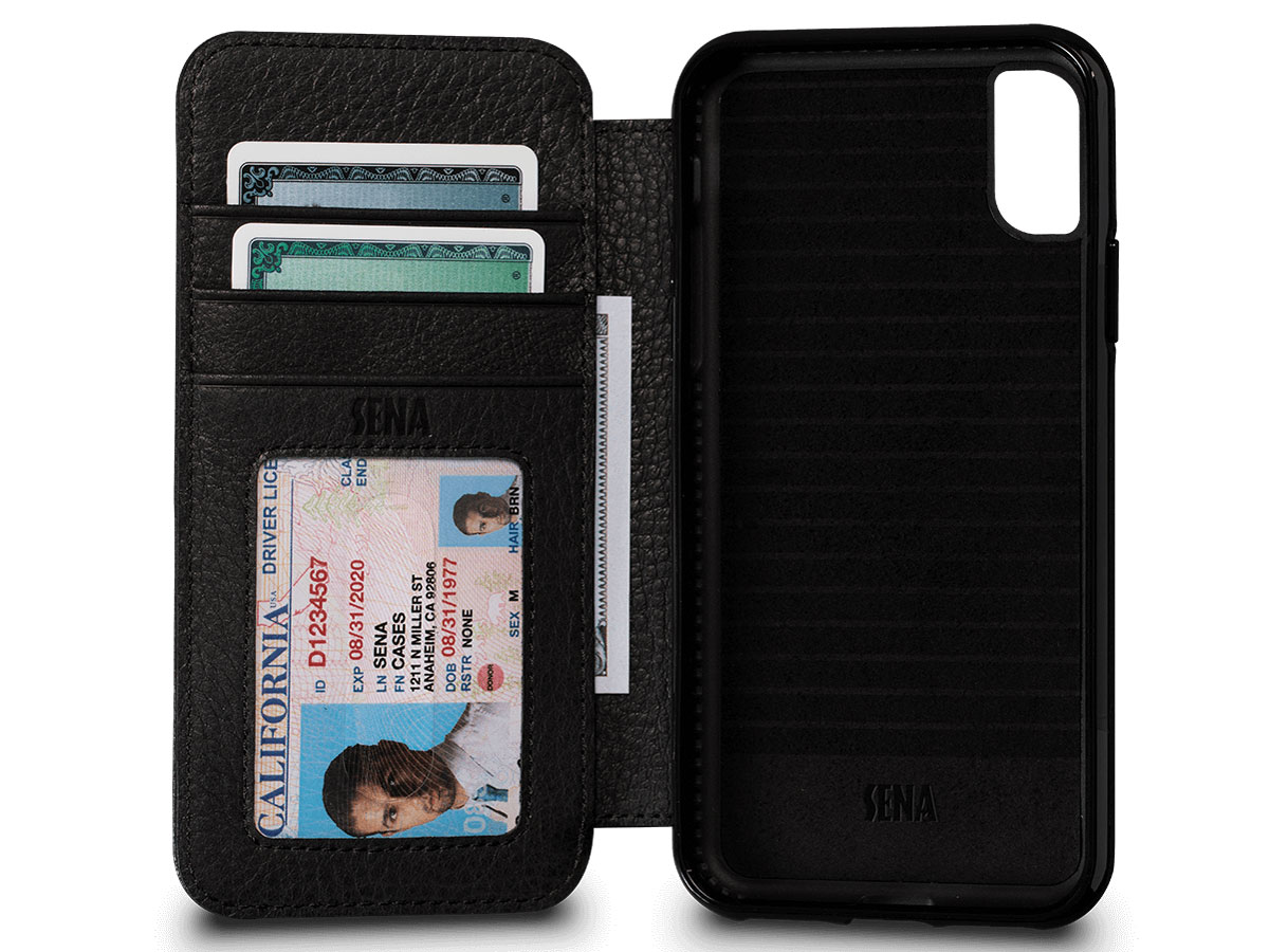 Sena Bence Wallet Book Case Zwart - iPhone X/Xs hoesje (Bulkverpakking)