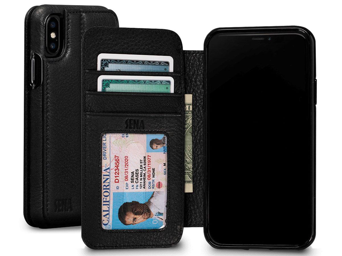 Sena Bence Wallet Book Case Zwart - iPhone X/Xs hoesje