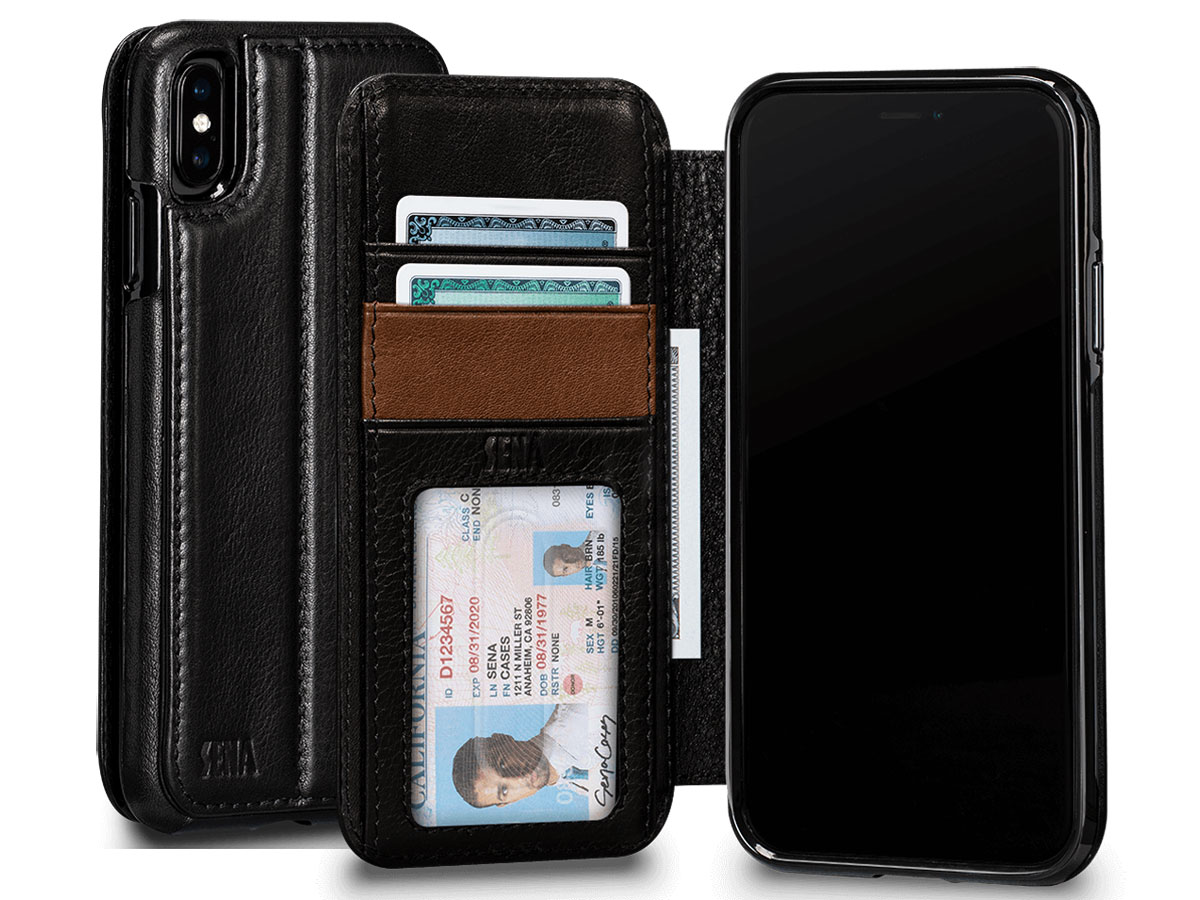 Sena Deen Wallet Book Zwart - iPhone X/Xs Hoesje Leer