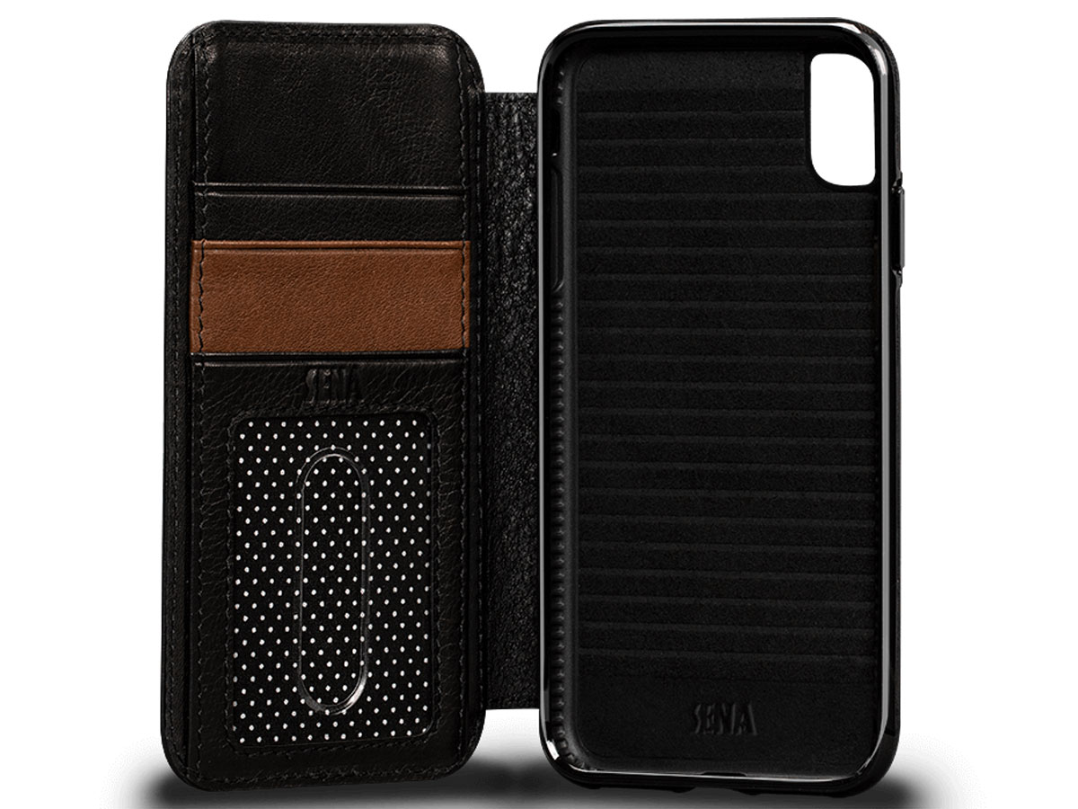 Sena Deen Wallet Book Zwart - iPhone X/Xs Hoesje Leer