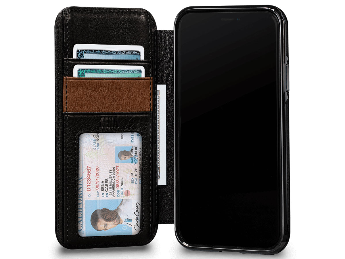 Sena Deen Wallet Book Zwart - iPhone X/Xs Hoesje Leer