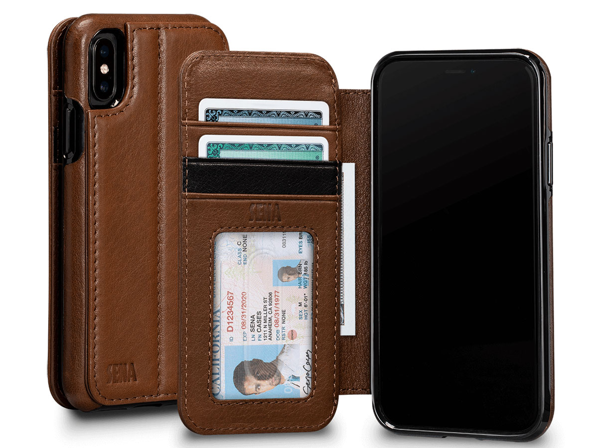 Sena Deen Wallet Book Saddle Tan - iPhone X/Xs Hoesje Leer