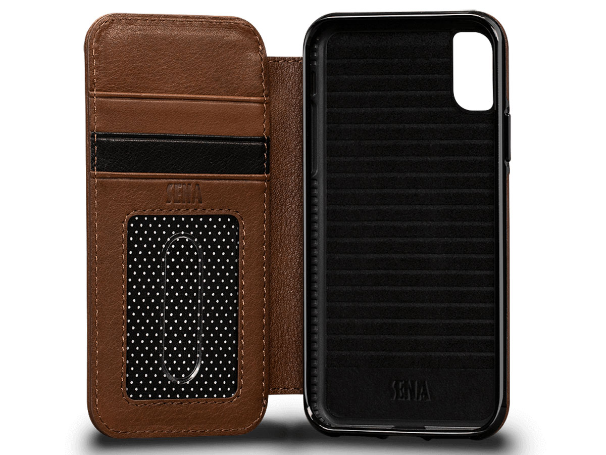 Sena Deen Wallet Book Saddle Tan - iPhone X/Xs Hoesje Leer