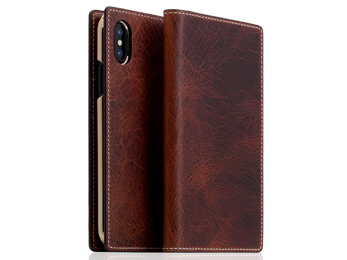 SLG Design D7 Italian Wax Leer Bruin - iPhone X/Xs hoesje