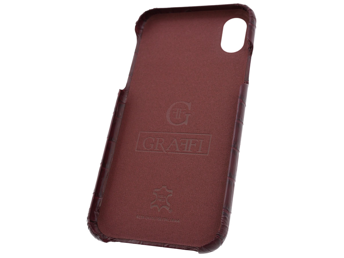 Graffi Cover Croco Bordeaux Leer - iPhone XR hoesje