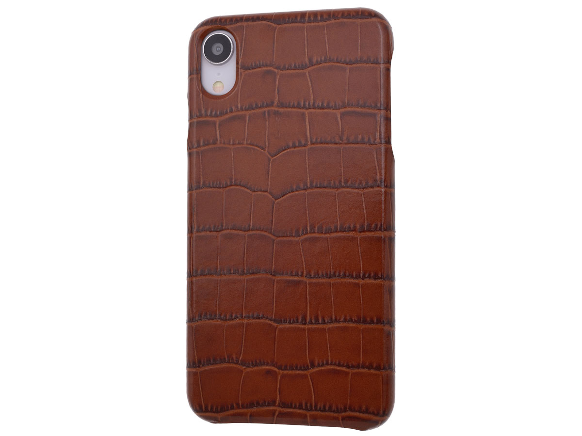 Graffi Cover Croco Cognac Leer - iPhone XR hoesje