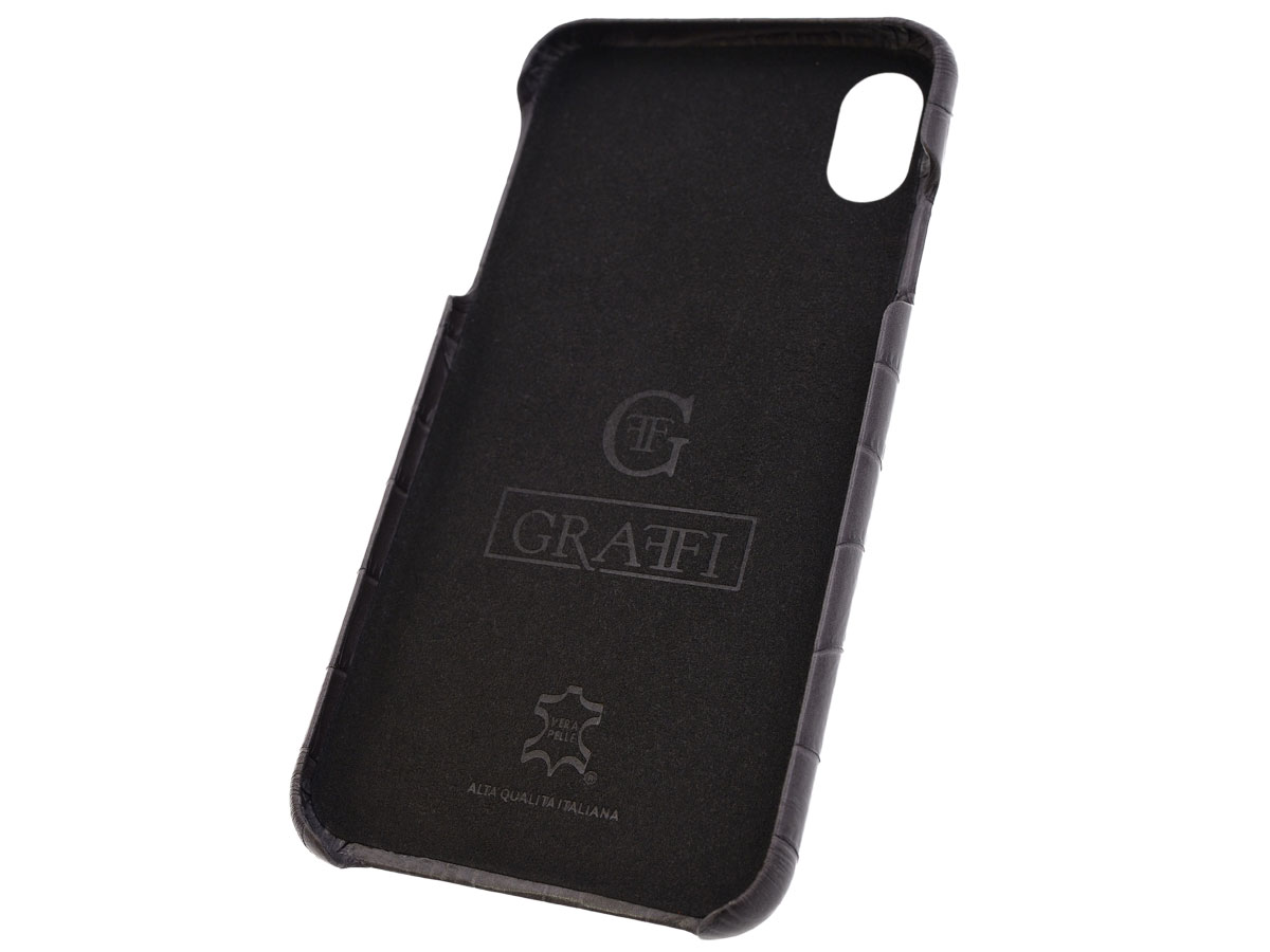 Graffi Cover Croco Grijs Leer - iPhone XR hoesje