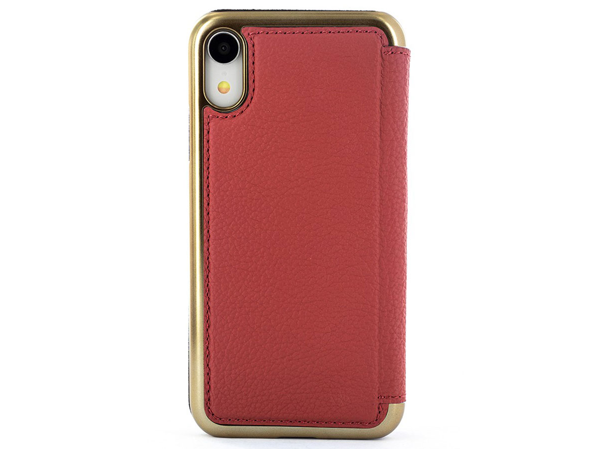 Greenwich Blake Folio Scarlet/Gold - Leren iPhone XR hoesje