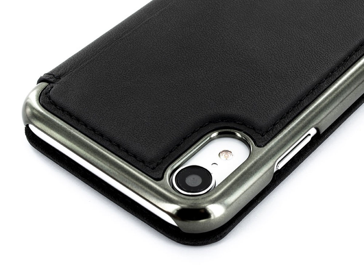 Greenwich Blake Folio Beluga/Gunmetal - Leren iPhone XR hoesje