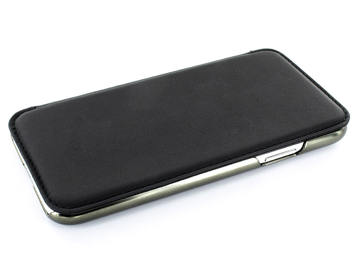 Greenwich Blake Folio Beluga/Gunmetal - Leren iPhone XR hoesje