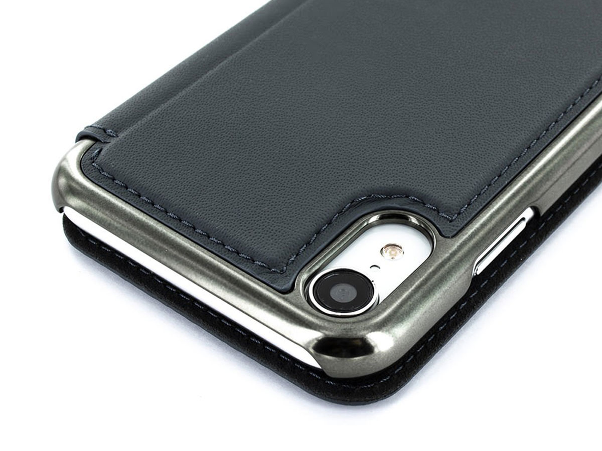 Greenwich Blake Folio Seal/Gunmetal - Leren iPhone XR hoesje