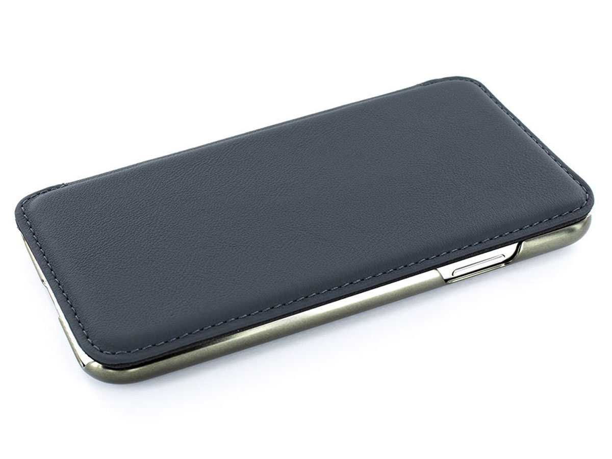 Greenwich Blake Folio Seal/Gunmetal - Leren iPhone XR hoesje