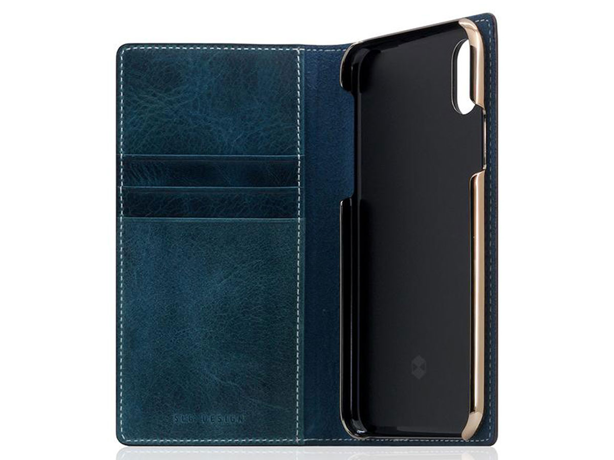 SLG Design D7 Italian Wax Leer Blauw - iPhone XR hoesje